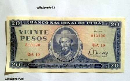Banconota. Cuba Veinte Pesos